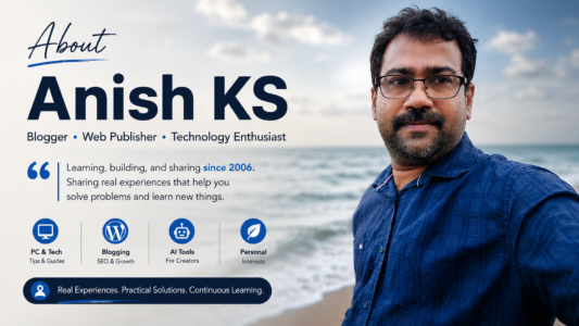 About Anish KS – Blogger, Web Publisher, Technology Enthusiast & WordPress Developer